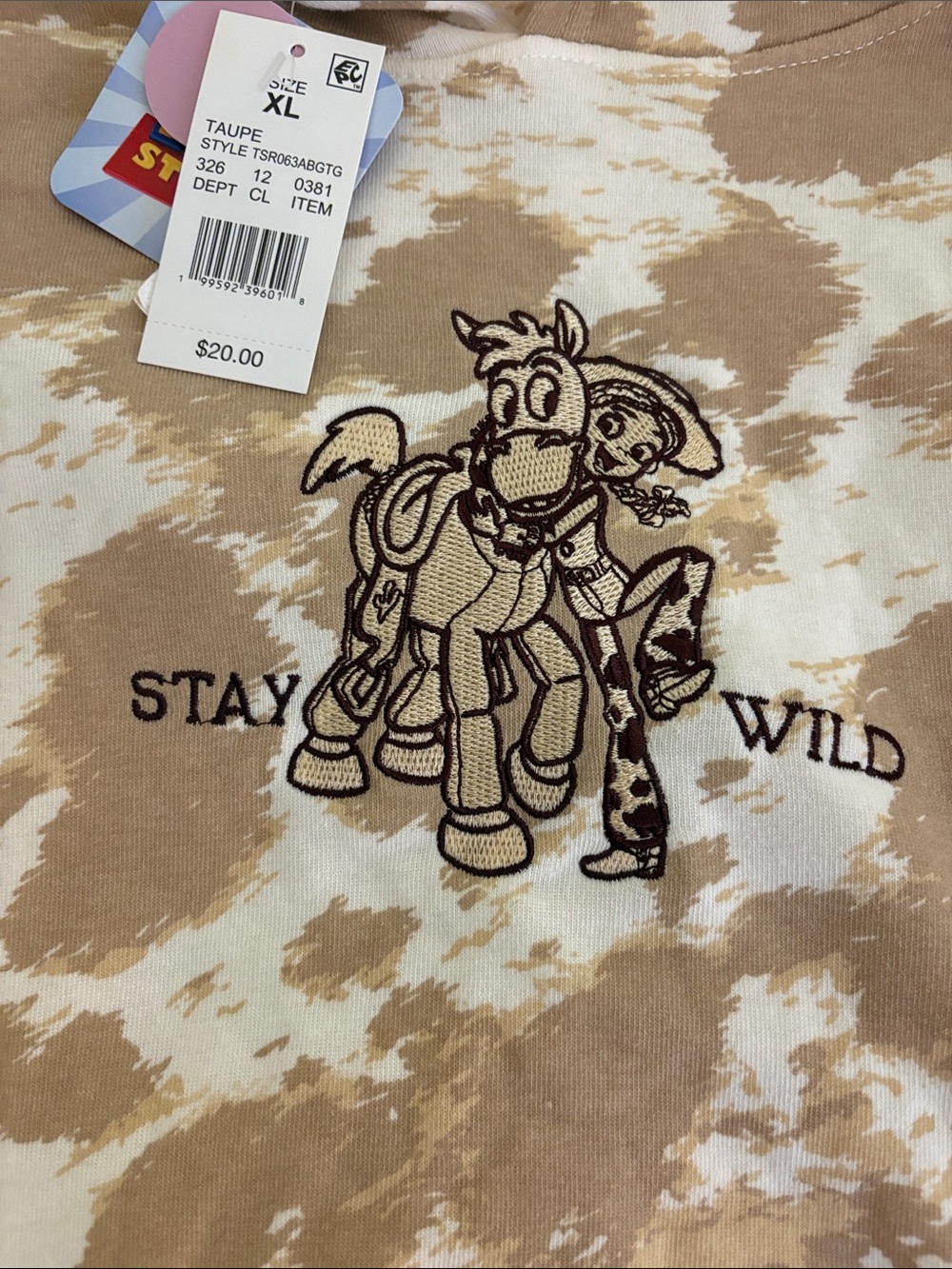Stay Wild Kids Beige Tie-Dye Hoodie Disney Toy Story XL NWT - Picture 2 of 4